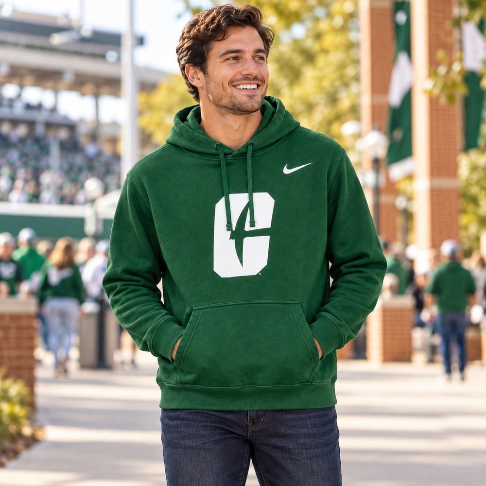 Nike Charlotte 49ers Club Fleece Hoodie Mens M Green NCAA